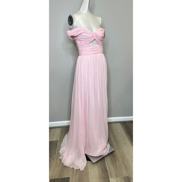 Giambattista Valli Front Twisted Bodice Off Shoulder Maxi Dress in Quartz Rose I - Picture 9 of 11